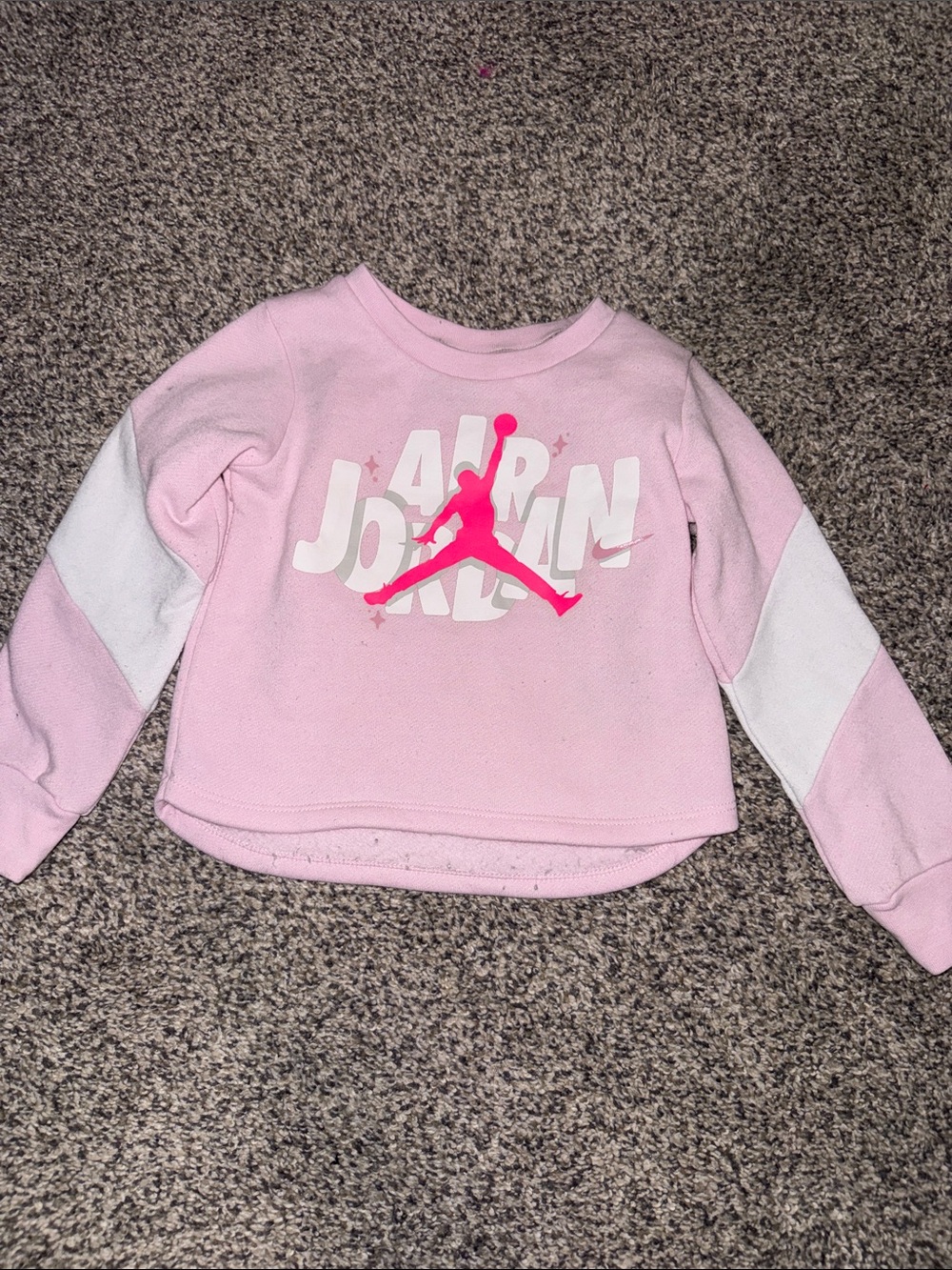 Jordan Pink Crewneck Sweatshirt with White Sleeve Panels